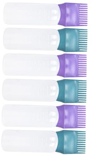 Mikikit 6 Piezas Botellas de Aplicador para Raíces de Tinte de Cabello Hogar Peine para Tinte de Cabello Botella Aplicadora de Raíces Cabelludo para Aplicar