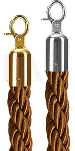 Cordes De Barrières Corde à bride en Nylon de 1.5M, 2 pièces, for colonne de file d'attente de vœux, colonne de concierge de bienvenue d'hôtel, garde-corps à tête ronde, corde torsadée en Nylon(Coffee