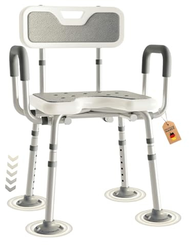 RMAN® Sgabello Doccia con Braccioli Antiscivolo, Grigio