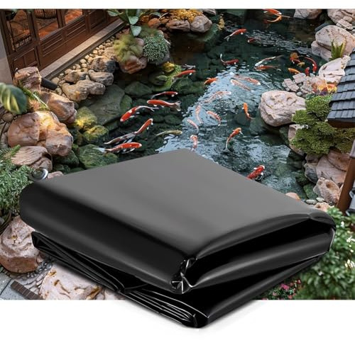 Telo impermeabile in HDPE da 0,3 mm, per laghetti di pesci, giardini acquatici, fontane e cascate, rivestimento per acquacoltura Koi (5 x 5 m)