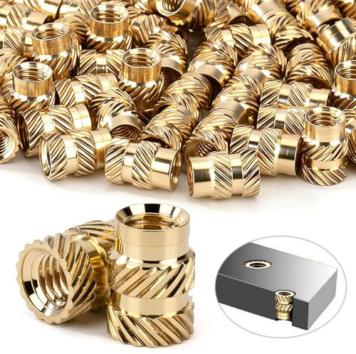 Insertos Roscados M3 Insertos Roscados de Ajuste Térmico M3*6 * 5mm 50 Piezas Tuercas Moleteadas de Latón para Componentes de Impresión 3D y Piezas de Plástico
