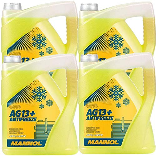 SCT Germany 4x Kühlerfrostschutz (20 L) | AG13 Gelb (fertigmischung bis 40°C), Kühlerfrostschutz
