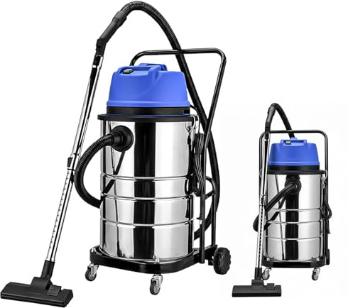 LADECNERHT Aspirateur Eau Et Poussière 16 Gallons en Acier Inoxydable, Puissant Aspirateur D'atelier 1400 W, Capacité De 60 L, avec Plusieurs Buses Et Accessoires pour La Maison, Le Garage