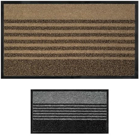 OLIVO.shop Zerbino ingresso esterno 40x70 cm, tappeto antiscivolo, zerbino assorbente in PVC, lavabile, fondo antiscivolo, Tappeti ingresso casa BRUSH (BEIGE)