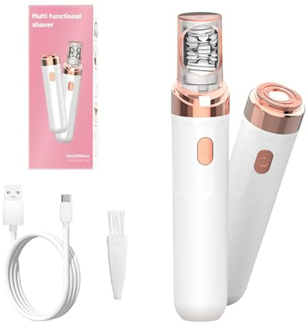 EpilSmooth Pro - Épilateur visage facial femmes électrique 2 en 1 rechargeable avec lumière LED, design compact indolore pour visage menton lèvre supérieure