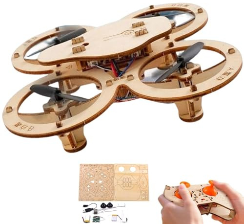 Adius Drone da Costruire Kit, Kit Drone RC in Legno, Kit fai da te for Quadricottero RC in Legno, Modelli di Costruzione Creativi per Bambini e Adulti dai 12 Anni in su (1 pcs)