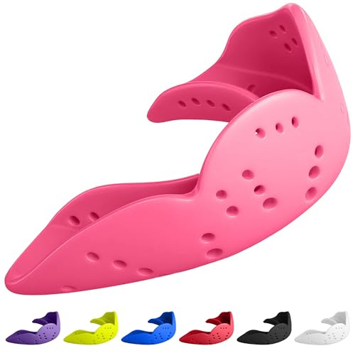 SISU Aero Medium Mouthguard, Hot Pink - 30% Stronger Protection for Lacrosse, Football, Hockey, Roller Derby, Team Sports - Remoldable Up to 20 Times - Ultra Slim - Works for Braces - Non Toxic