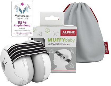 Alpine Muffy Baby - Gehörschutz für Babys - Verstellbares ANTI-SLIP-Kopfband bis 36 Monate - In Deutschland auf Sicherheit getestet - Lärmschutz Kopfhörer verhindert Gehörschäden - Schwarz