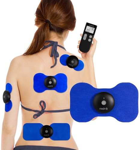 Med-Fit 4-K Wireless TENS Maschine zur Schmerzlinderung, Muskelentspannung & Schmerzmanagement - Behandeln Sie bis zu 4 Bereiche gleichzeitig für Ganzkörperbehandlung - Professionelle Kraft &
