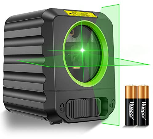 Kreuzlinienlaser, Huepar B011G Grünen Lasernivellier, Selbstnivellierender Linienlaser mit Grünen Kreuzlinien Laser-Vertikale und Horizontale Linie, Laser-Tool für Bildaufhängen und DIY-Anwendung