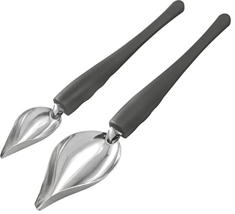 ZZLZX Juego de 2 cucharas de dibujo culinario de acero inoxidable, pequeñas cucharas profesionales de precisión para decorar platos, pasteles, postres, asas cómodas