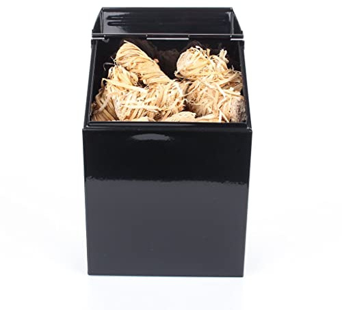 Valiant Firelighter Storage Box - Metal Container with Flip Top Lid , Black