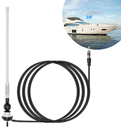 JSZAAHZ Universal Boat Radio Antenna - Flexible Mast for AM/FM, Yacht, Pontoon, Golf Cart, ATV, UTV, RV, Excavator, Tractor & Car Stereo