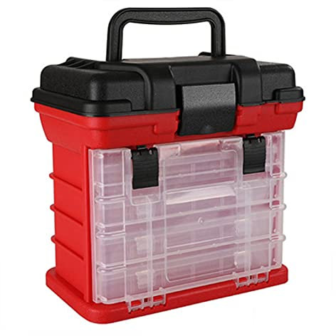 Köder-Aufbewahrungsbox Tackle Box Organizer Angelgeräteboxen Angelköderbox mit Fächern Transparente wasserdichte Aufbewahrungsboxen für Angelzubehör (Color : Black Size : 26x15x26cm) zhengzilu