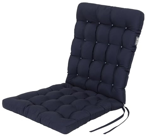 HAVE A SEAT Living Gartenstuhlauflage Niedriglehner 100x48 cm – Orthopädisch & 6 cm Dick – Wetterfest & Waschbar bei 95°C – 1er Set – Marine Blau | Serie Luxury