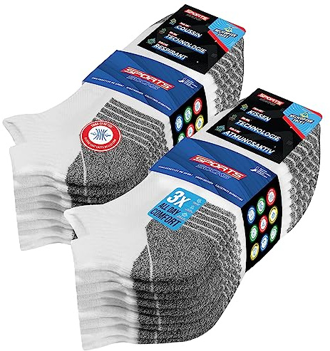 SOXCO Korta strumpor för män, kvinnor, sport, strumpor - set med 10 par, Vit S, 47/50 EU