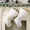 2 calze di Babbo Natale in peluche, da riempire, grandi stivali di Babbo Natale, da riempire e appendere, per camino, vetrina, albero di Natale (50 x 25 x 27 cm)