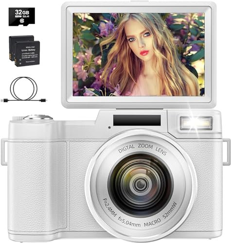 Toiauaha Cámara Digital, cámara compacta de Enfoque automático de 48 MP para fotografía con Zoom Digital de 16X, cámara de vlogging 4K Ultra HD con Lentes Macro y Pantalla abatible de 3,0 Pulgadas pa