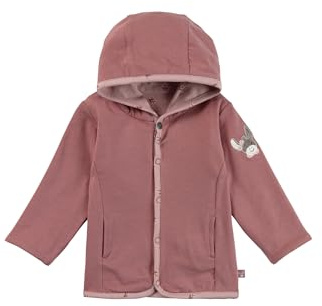 Sterntaler Babyjacke zum Wenden aus Baumwolljersey - mit Kapuze und Druckknöpfen - Wendeseite einfarbig mit seitlichen Eingrifftaschen - Mädchen Sommerjacke für Baby und Kleinkind, perlrosa, Größe 62