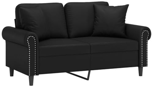 vidaXL 2-Sitzer-Sofa mit Zierkissen Schwarz 120 cm Kunstleder