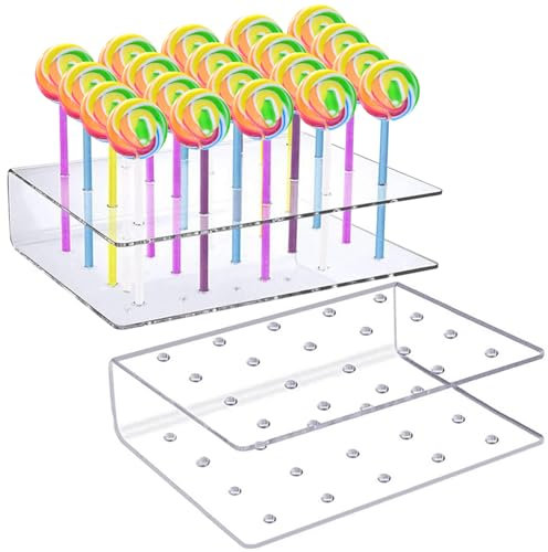FORYNXHWIN 2-teiliger Lutscherständer, Pop-Kuchen, 20-Loch Acrylständer für Kuchen-Pops-Lutscher,zur Dekoration von Geburtstagspartys, Hochzeitsfeiern und Desserts
