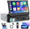 Autoradio 1 Din con Schermo con Carplay Senza Fili e Android Auto - 7 Pollici HD Flip Out Touchscreen Radio Bluetooth Auto con Mirror Link SWC FM Radio Ingresso AUX/TF/USB + Telecamera di Backup AHD