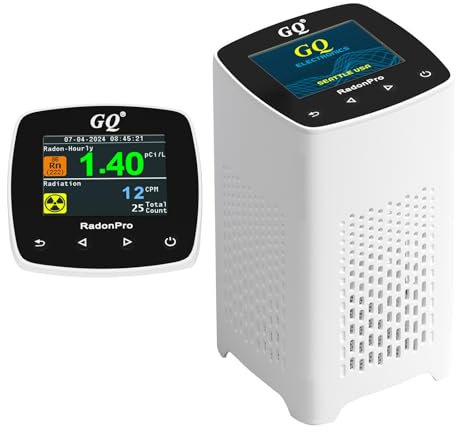GQ Radon Detector Radon Pro 2-in-1 Radon Monitor Nuclear Radiation Detector Geiger Counter simultaneously Detection Fast Accurate Color Simple Display USA Design