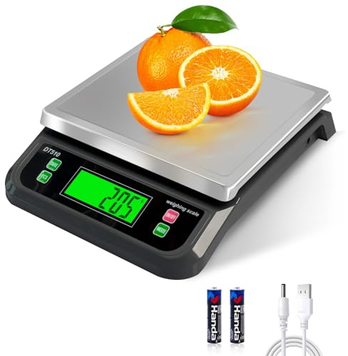 YBVXYV kitchen weighing scales 40kg 88lb Stainless Steel with Tare 6 Units | baking scales, with LCD Display and PCS Features for Baking Bread Cooking food scales digital commercial scale