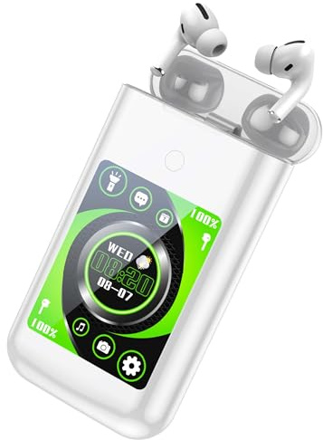 Tynerza Écouteurs Bluetooth, Casque sans fil intra-auriculaire Bluetooth 5.3 MULTIFONCTIONNEL TROIS-EN-UN avec écran intelligent tactile, réduction du bruit, qualité sonore HiFi, pour tablettes