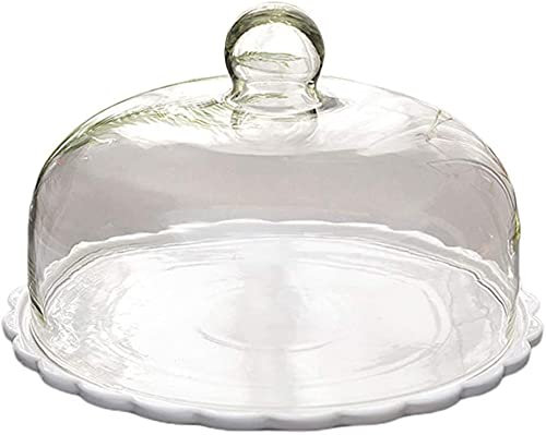 HYEFDWS 1 Set di Alzata per Torta con Coperchio a Cupola, Piatto da Portata, Piatto per Torta, Coperchio a Cupola per Torta in Vetro, Coperchio per Dessert, Coperchio per Formaggio, cope