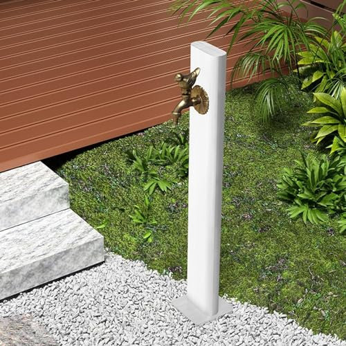WJFTODAY Colonne d'eau de Jardin autoportante avec Robinet, système d'arrosage Vertical davec Robinet, système d'arrosage Vertical d'hiver, Colonne de Robinet de Jardin, entrée d'eau latérale (Blanc)