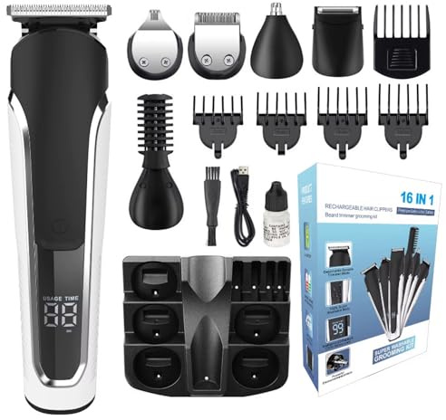 Tondeuse barbe & cheveux rechargeable 8988T – Multifonction, sans fil, avec accessoires