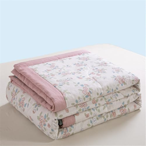Mateju Modern Bettüberwurf Tagesdecke de Gesteppt, Baumwolle Tagesdecken Überwurf Atmungsaktive Leicht Dünn Sommerdecke,Steppdecke Weich Sofaüberwurf Für Bett (Rosa,200 * 230cm)