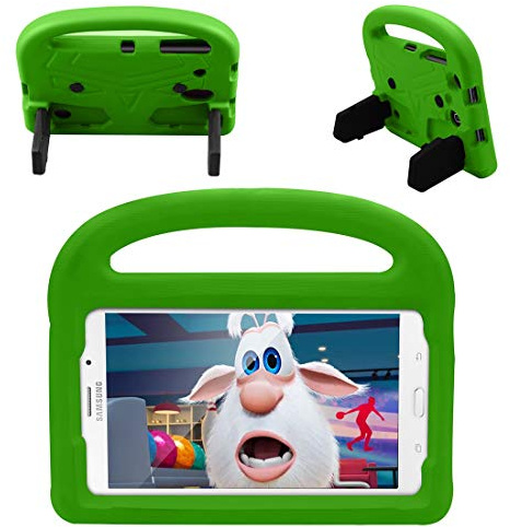 Resa med surfplatta Tablet Väska till Galaxy Tab A T385 / T380 (2017) Silikonväska For barn, For ShocktoP-lätta droppskyddade stativ tablettväska, med handtag och kickstand(Ye?il)