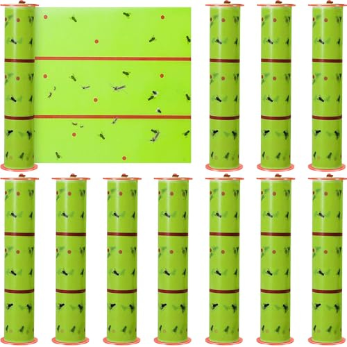 Qualirey Trampas adhesivas gigantes para moscas, tiras para colgar en interiores y exteriores, cintas voladoras, cinta no tóxica, mata mosquitos para plantas, casa y caballo (30 pies, verde