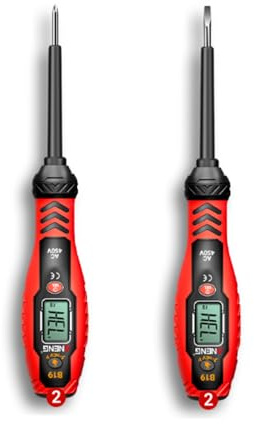 Spannungsprüfer Berührungslos & Zweipolig, Phasenprüfer Schraubendreher Elektrischer Stromprüfer 12–1000V AC/DC, Digitaler Elektrotester mit LCD-Anzeige, Durchgangsprüfer, Summeralarm,HaltepunktFinder