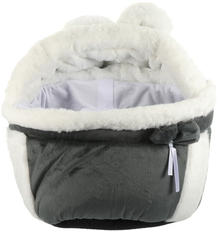 ARTSEWPLY Zwei in Eins Katzenrucksack Winter Warmes Stoff Haustiernest Tragetasche für Katzen Grau L Reisetasche für Katzenliebhaber