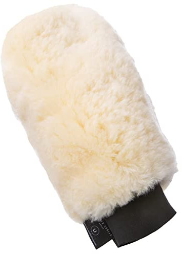 CHRIST Werner Lammfell Putzhandschuh beidseitig aus Lammfell ideale Ergänzung zur Pflege Ihres Pferdes, Wollhöhe 30mm, one Size, Farbe schwarz-Natur