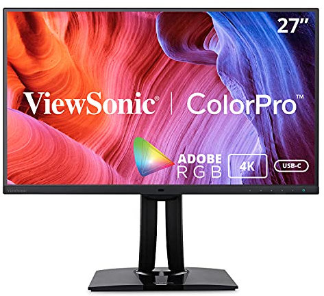 Viewsonic ColorPro VP2785-4K 68,6 cm (27 Zoll) Fotografen Monitor mit Kalibrierfunktion (4K, IPS-Panel, 99% AdobeRGB, PIVOT, HDR10, USB-C, 5 Jahre Austauschservice) Schwarz