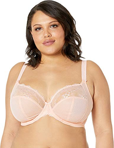 Elomi Charley Plunge-BH, stretchig plunge-modell, för kvinnor: stretchig spets och nät, racerback-alternativ låg plunge, UK-storlekar. D–JJ, amerikanska storlekar: D–N, 44FF