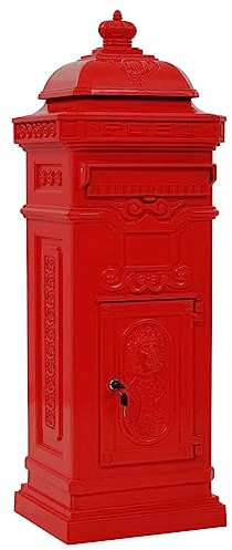 vidaXL Boîte aux Lettres à Pilier Aluminium Vintage Antirouille Rouge Maison