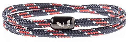 Wind Passion - Magnetiskt paracord armband för män och kvinnor - handgjort nautiskt rep - sommar surfsnöre - julklapp, Small (Wrist size: 13.5-14.5 cm), Rostfritt stål, Ingen ädelsten