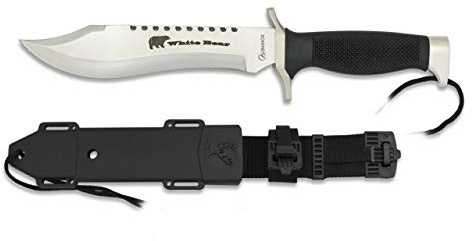 Cuchillo White Bear Hoja 18 cm para Caza, Pesca, Camping, Outdoor, Supervivencia y Bushcraft Albainox 32328 + Portabotellas de regalo