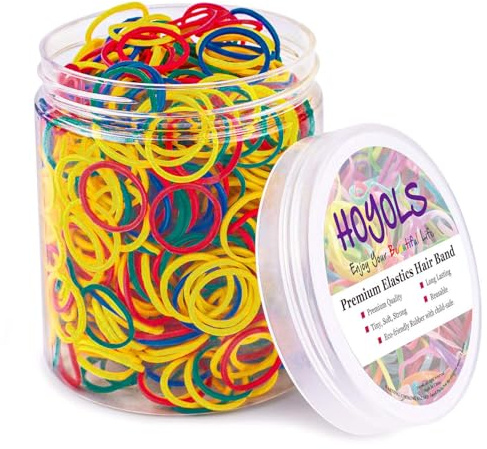 HOYOLS Bandas de goma pequeñas de 1/2'' para el Pelo, Colores Múltiples
