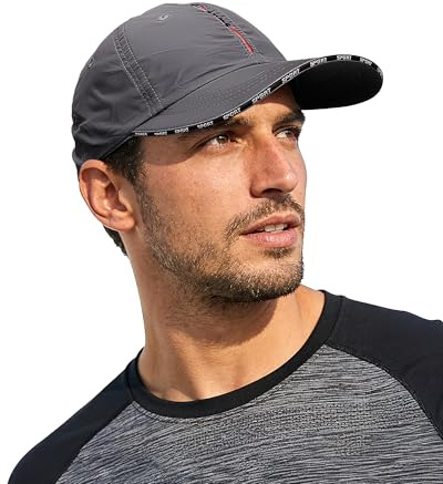 Croogo Quick Dry Sports Hat UPF 50+ Baseball Cap Embroidered Lightweight Outdoor UV Protection Sun Hats for Men Women, Cp13-dark Gray, 21.6-23.6 inches
