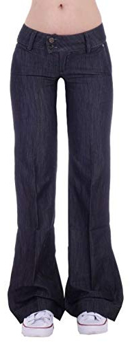 Damen Bootcut Hosen Hüftjeans Jeans Schlagjeans blau Schlag-Hose-n Damenjeans Damen-Hose-n Jeans-Hose-n Hüft-Hose-n Niedrige-r Leib-Höhe Bund Weite-m-s Bein Mega Großer Schwarz-e Gr Größe XS 34