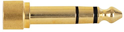 Pronomic AD-JF3.5JS6.3 Adattatore - Presa Mini Jack Stereo a Spina Jack Stereo 6,3mm - Superficie Placcata ORO - Filettatura (Ø 7,5 mm) compatibile ad es. Con cuffie - Realizzazione Robusta