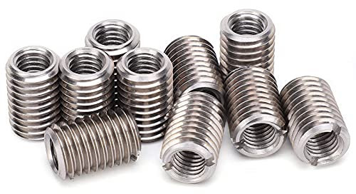 Thread Inserts, 10 Pcs Thread Reducer M12 to M8, Self Tapping Threaded Insert, Inner M8*1.25 Outer M12*1.75 Length 18MM Male Female Reducing Nut, Stainless Steel Hardware Repair Tool