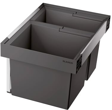 BLANCO FLEXON II low 60/2 | Abfall Müllsystem | 1 x 30 Liter und 1 x 19 Liter Eimer | [55x40x32,5 cm] | Minimale Einbauhöhe: 324mm | für 60 cm breite Unterschränke