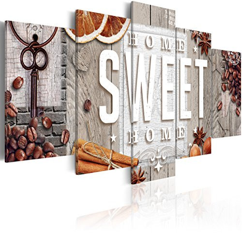 B&D XXL - Quadro Acustico Home Sweet Home 5 pezzi schiuma acustica Quadri Moderni Camera da Letto - Stampa su Tela - Pannelli Fonoassorbenti Decorativi - Fonoassorbente Acustiche
